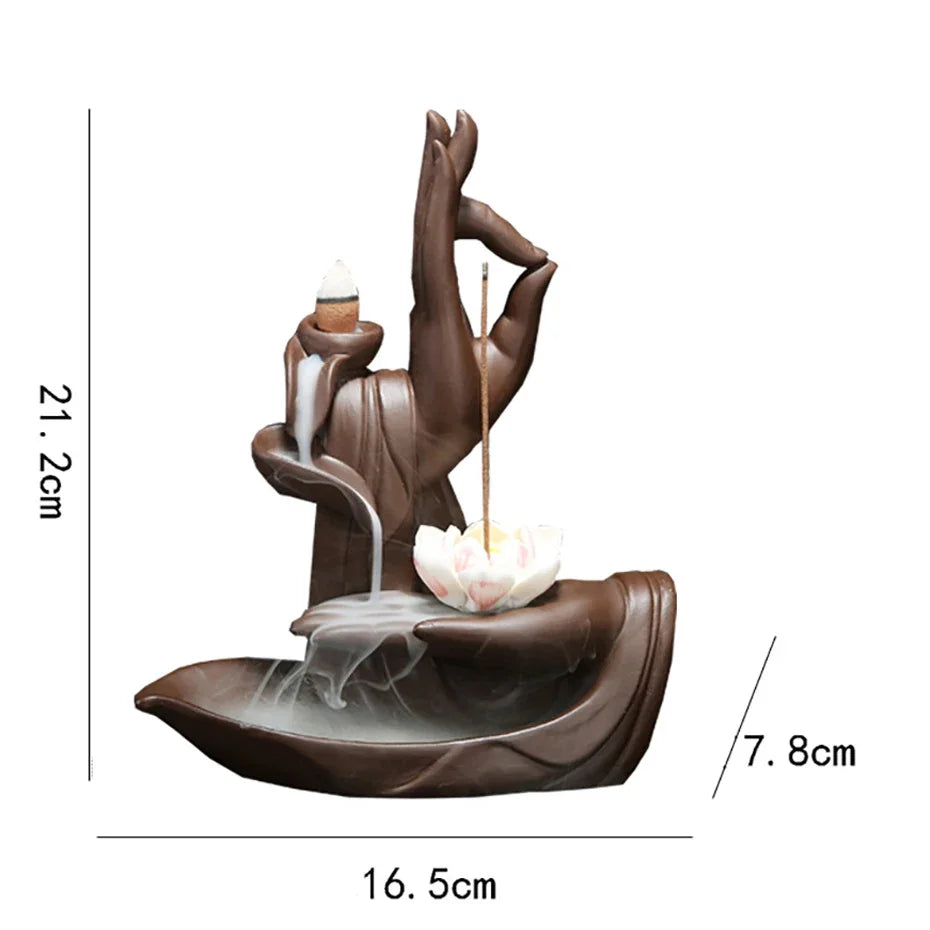Ceramic Buddha Hand Backflow & Stick Incense Burner