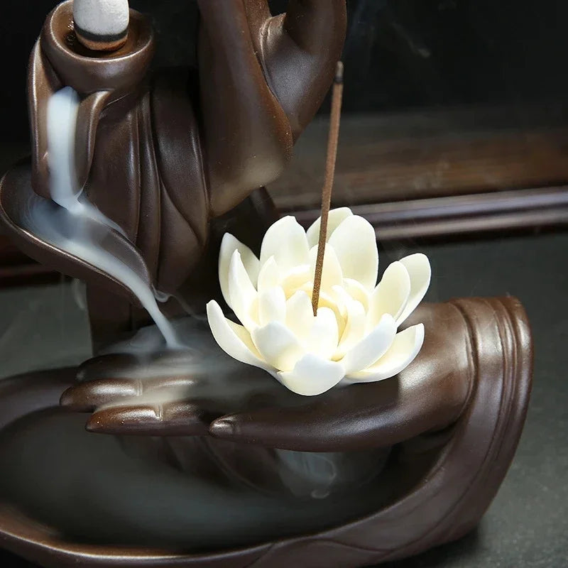 Ceramic Buddha Hand Backflow & Stick Incense Burner