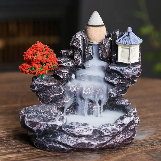 Waterfall & Mountain Temple Backflow Incense Burner