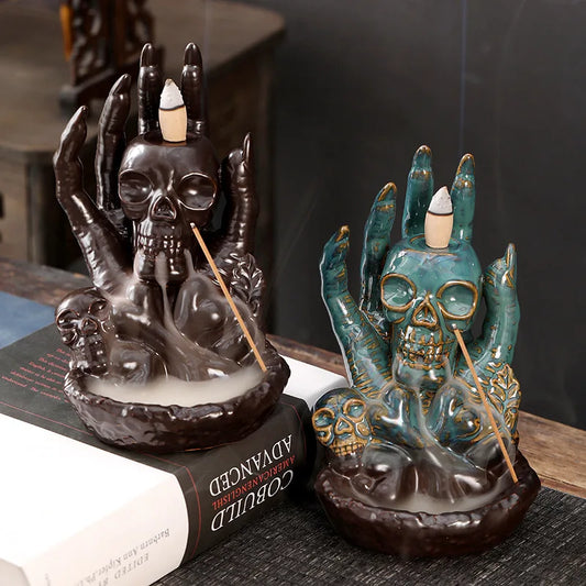 Mystic Skull & Hand Backflow Incense Burner