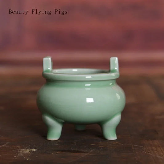 Three Legged Ceramic Temple Incense Burner
